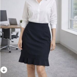 Black Pencil skirt with Peplum trim